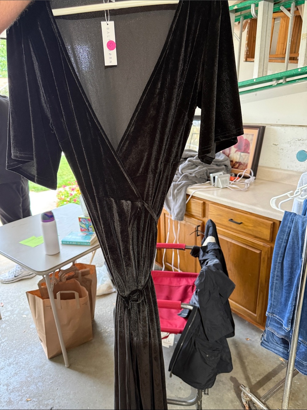 Baltic Born Black Velvet Wrap Maxi Dress